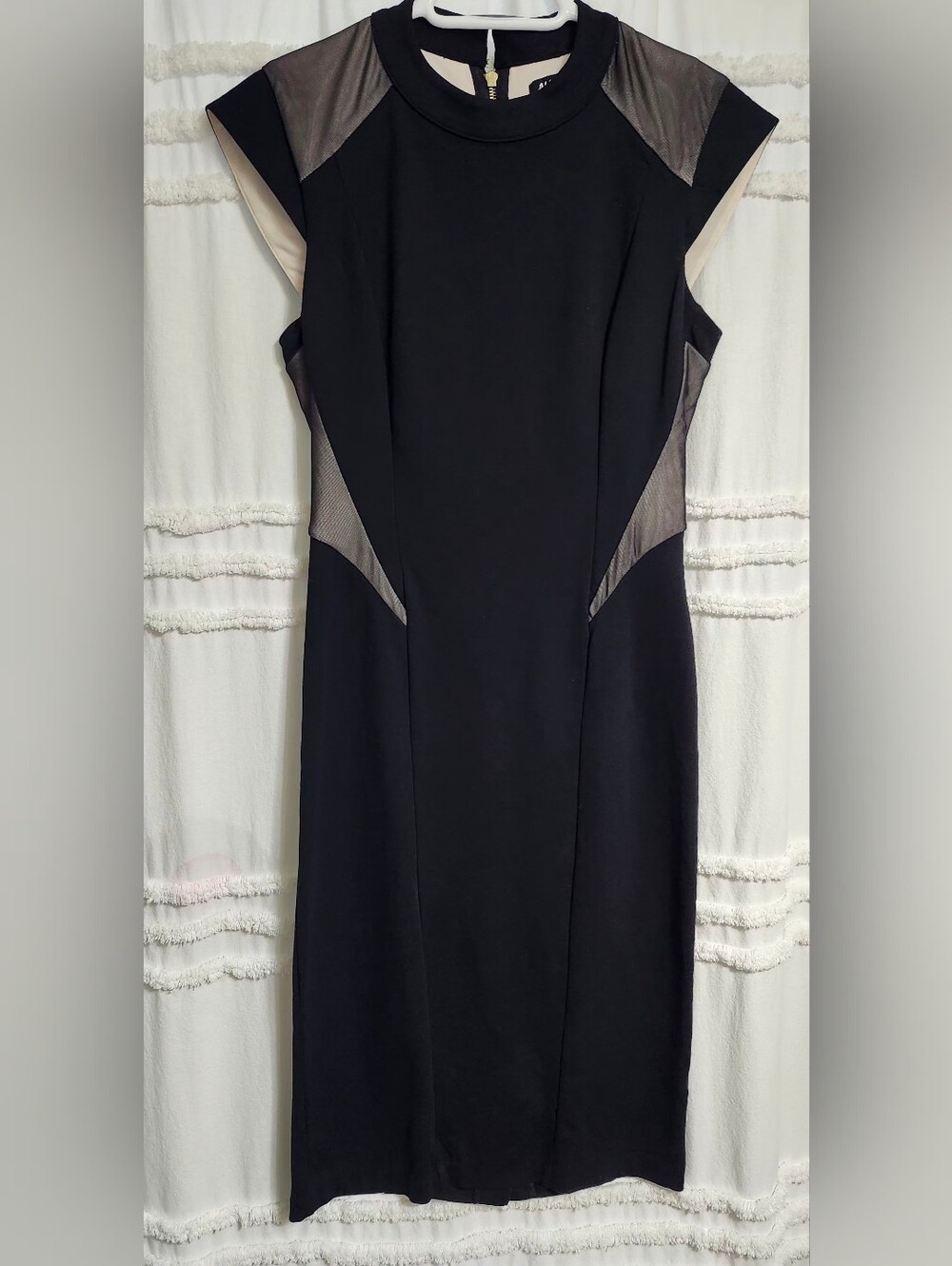 Allen B. By Allen Schwartz Black Mesh-Panel Midi Dress